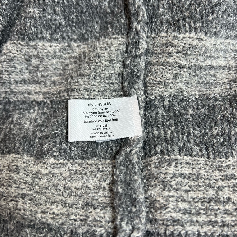 Barefoot‎ Dreams Bamboo Chic Lite Gray Stripe Calypso Wrap Cardigan Sweater L/XL - Picture 5 of 7